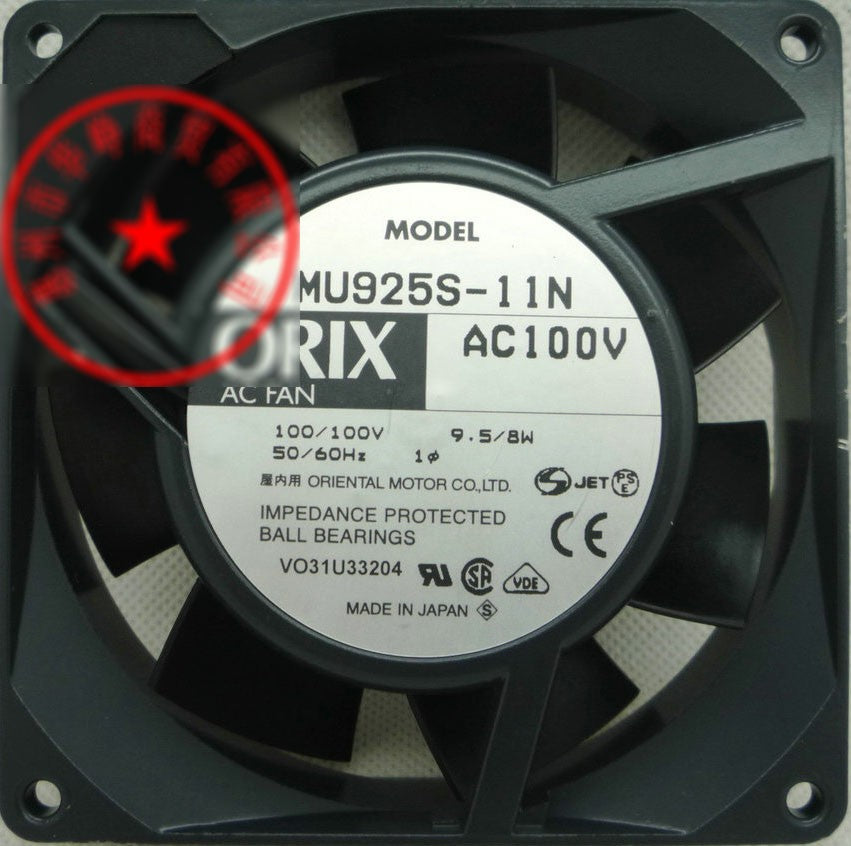 ORIX MU925S-11N 100V 9.5W 8W 2wires Cooling fan ORIX MU925S-11N 100V 9.5W 8W 2wires Cooling fan